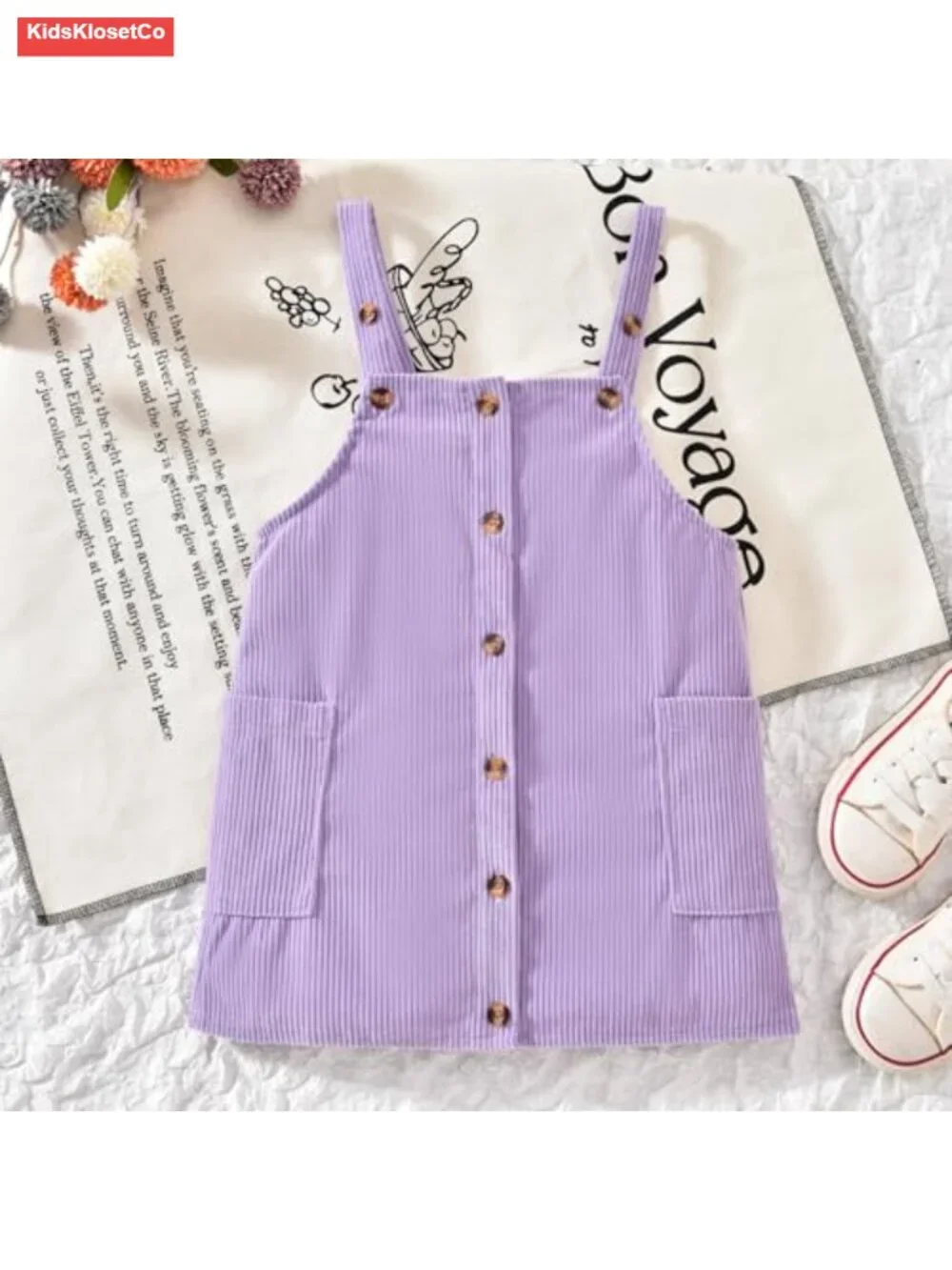 Toddler Girl Butterfly Sleeve Tee Corduroy Overalls Dress Set 2-Piece